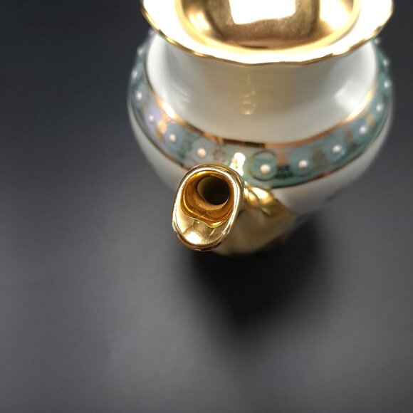 Vintage Bavaria Porcelain Teapot Gold Trim Floral Design - Picture 10 of 16